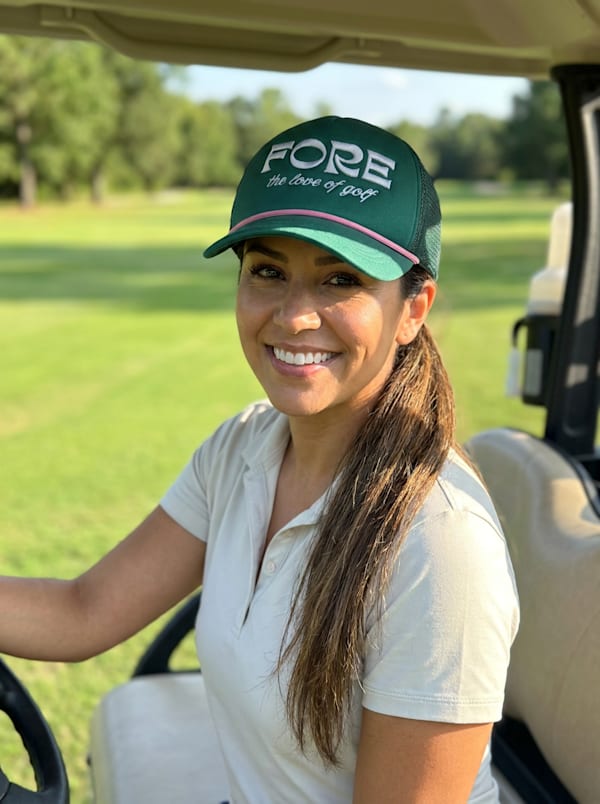 Green Women’s Golf Hat with Pink Rope