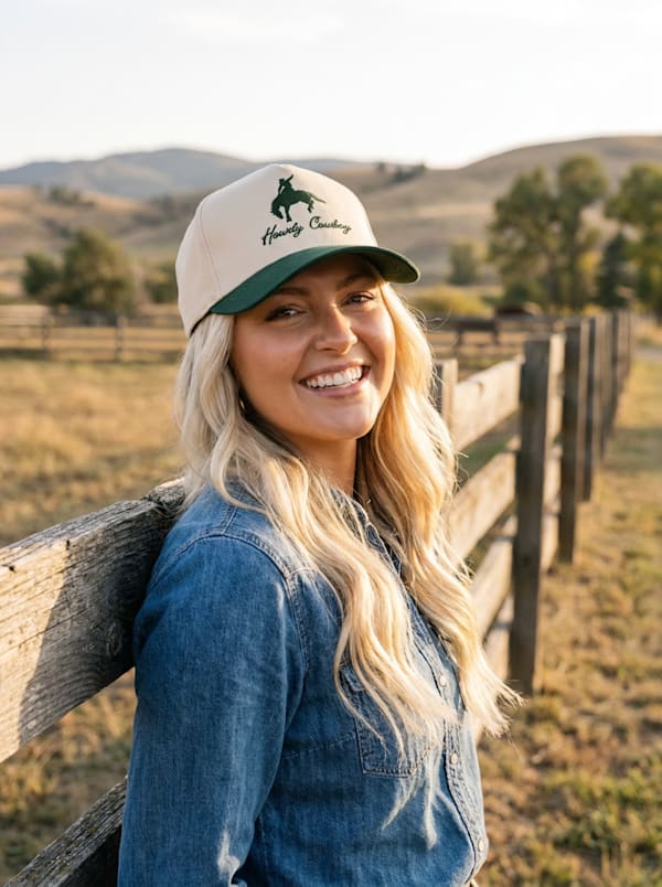 Howdy Cowboy Tan & Green Hat
