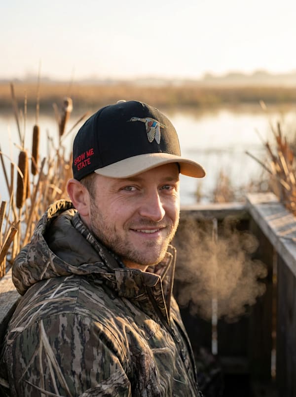 Tan Suede Brim & Black Duck Design with Shotgun Embroidery