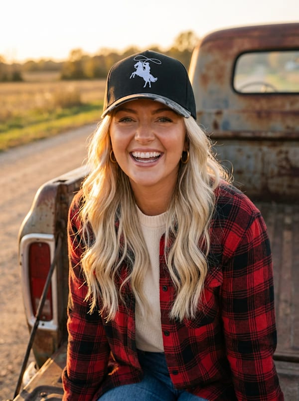 Cowboy Black Hat with Camo Brim